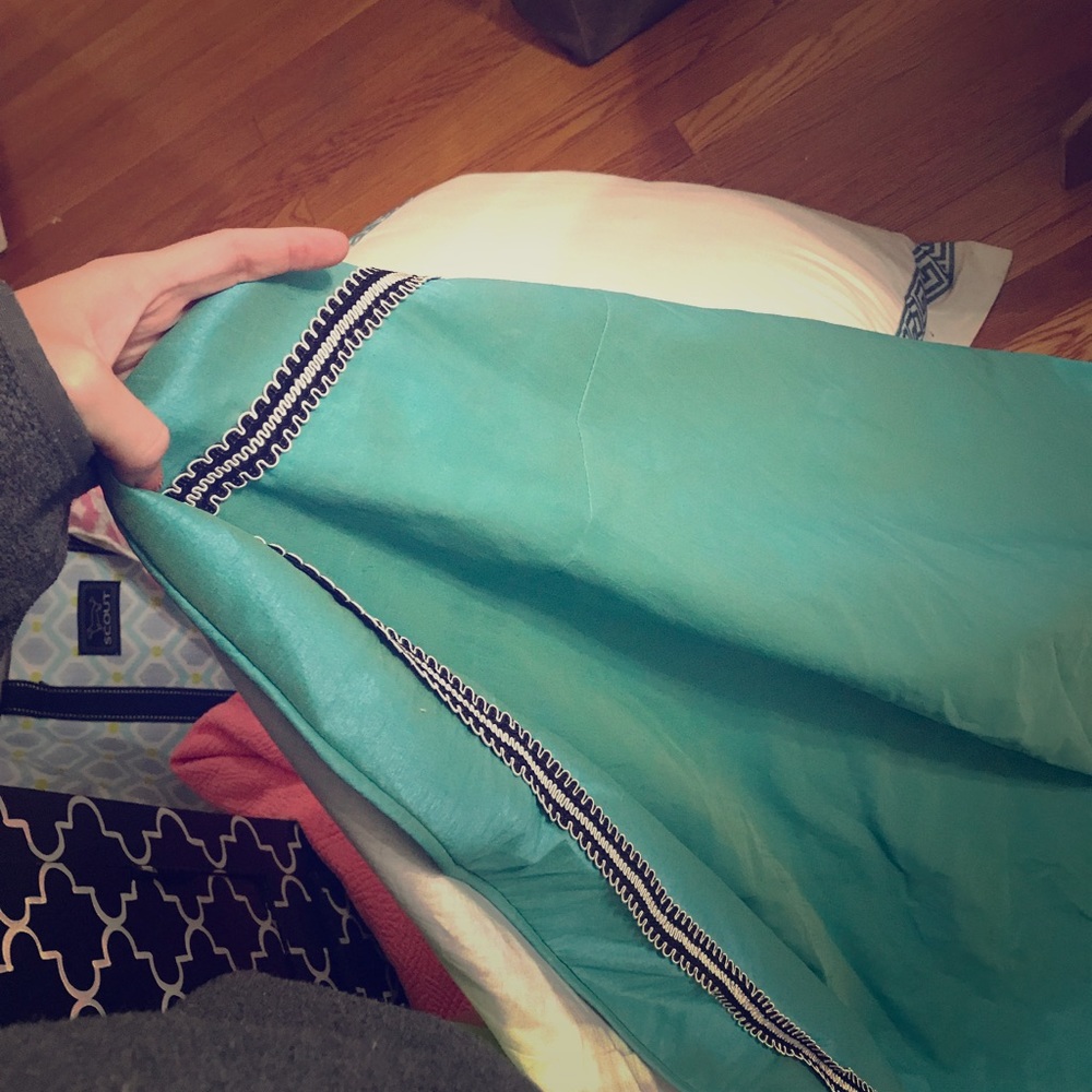 Custom turquoise silk fabric for table skirt
